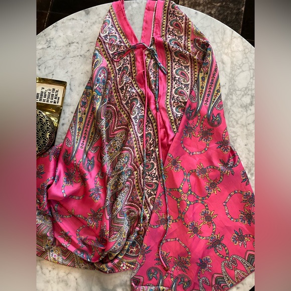 Planet Blue - Hot Pink Multi-Colored Handkerchief Halter Dress, 1 size - Picture 7 of 8